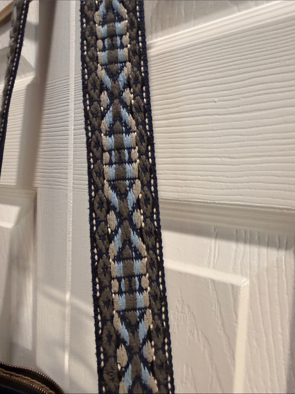 The Sak Black Leather Crossbody with Patterned Adjustable Strap - Picture 4 of 5